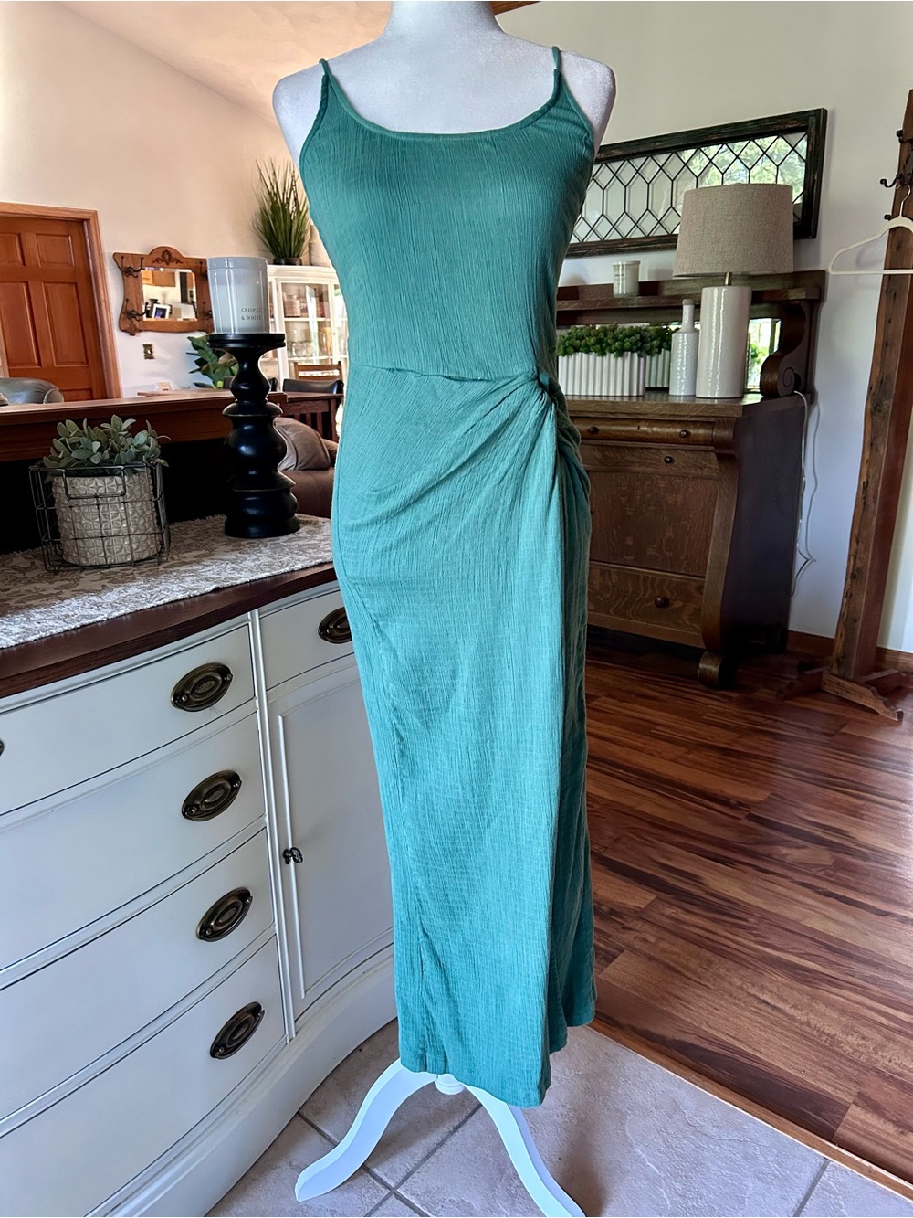 Free People Green Twist-Side Maxi Dress